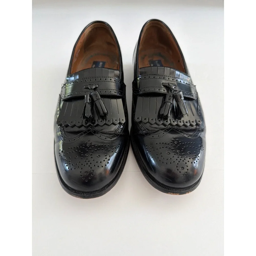 Bostonian Classics Mens 11.5 M Black Leather Kiltie Tassel Wingtip Loafers 20370